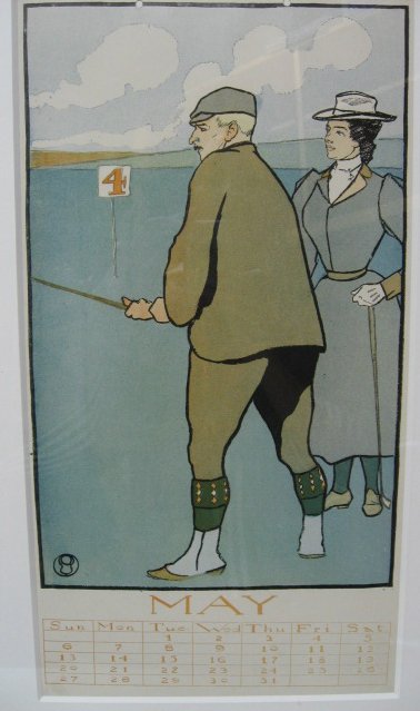 Penfield Calendar Page May, c. 1900 w/ two golfers - 3
