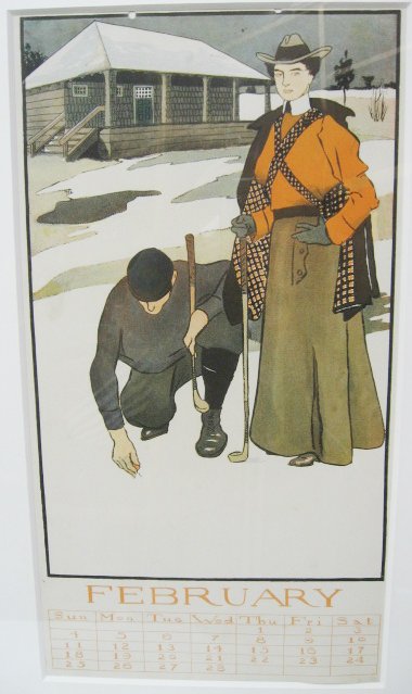 Penfield Calendar Page February w/ two golfers - 4