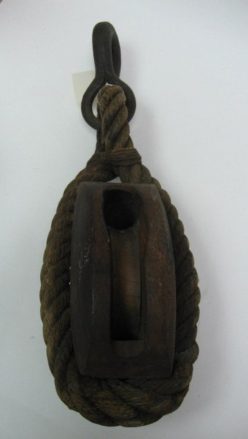 Pulley, Wood, Rope, Iron Hook