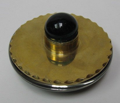 Victorian Glass and Brass Inkwell, c. 1875