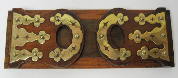 English Folding Book Rack with brass trim,