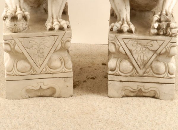 A Pair of Marble Foo Lions, the male and female, r - 3