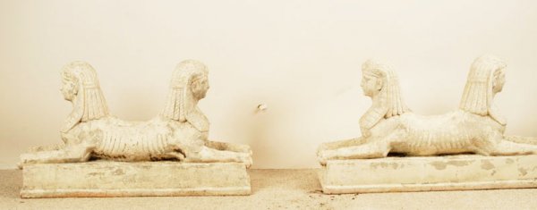A Pair of French Cast Stone Sphinx, from Lyon, Fra - 2