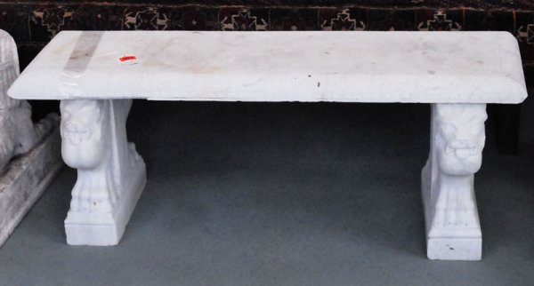 A Pair of Marble Garden Benches, with foliate and - 4