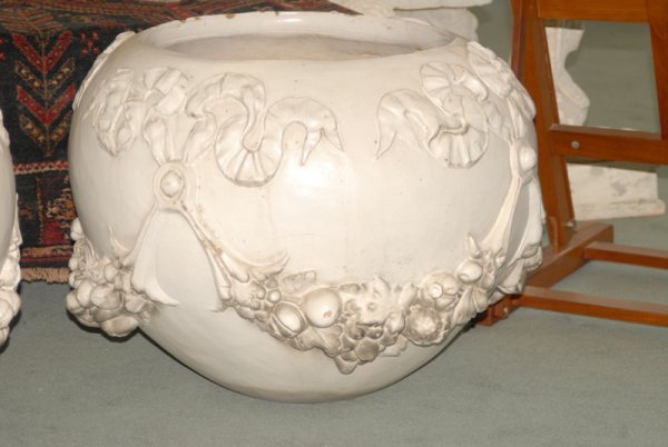 A Monumental Pair of Terra Cotta Planters, glazed