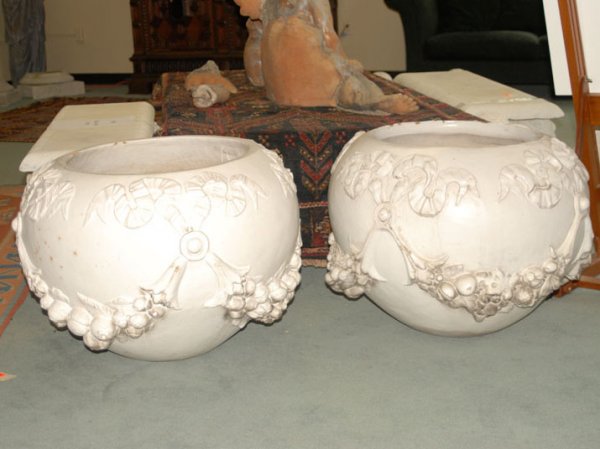 A Monumental Pair of Terra Cotta Planters, glazed - 3