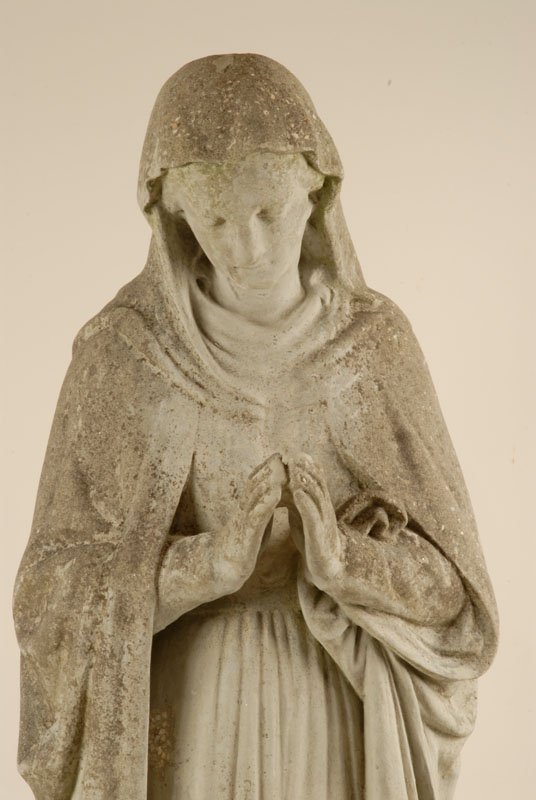 An Early Cast Madonna Figure, 56" high. Repairs. - 2