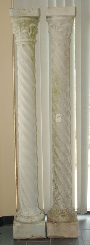 A Pair of Tall Italian Stone Columns, having Cori