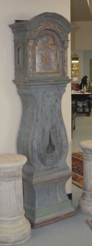 A 19th C Danish Tall Case Clock, having a blue and