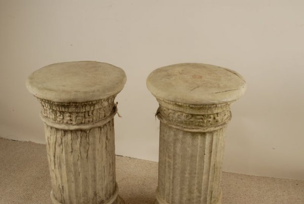 A Pair of Cast Garden Pedestals, having round tops - 2