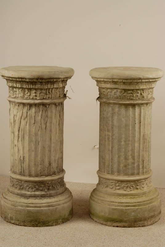 A Pair of Cast Garden Pedestals, having round tops - 3