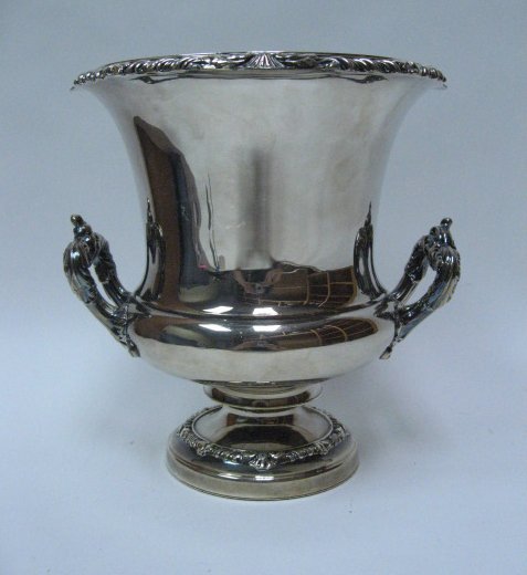 English Sheffield Silverplate Wine Cooler with ins