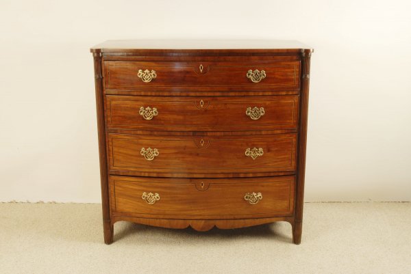 A Sheraton English Bowfront Chest of Drawers,