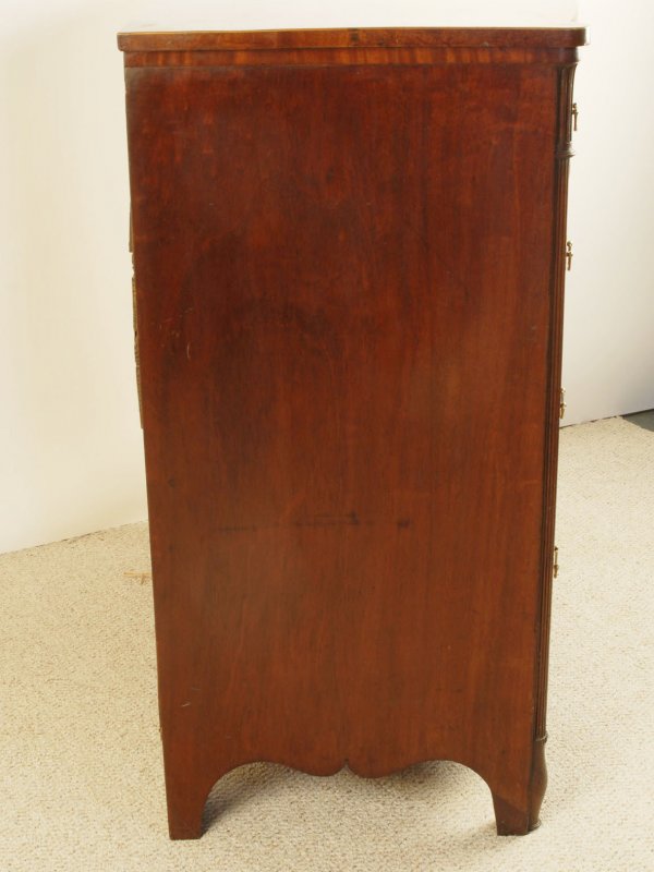 A Sheraton English Bowfront Chest of Drawers, - 4