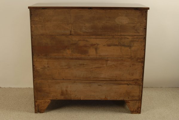 A Sheraton English Bowfront Chest of Drawers, - 5