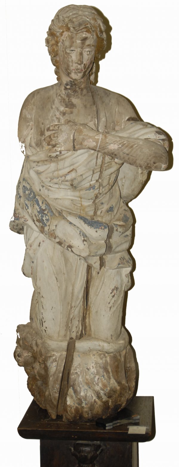 A Very Early French Angel Gabriel, carved of wood
