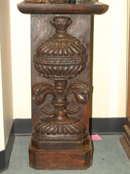 An Early Italian Carved Wood Pedestal, having a ba