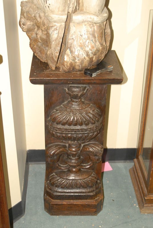 An Early Italian Carved Wood Pedestal, having a ba - 2
