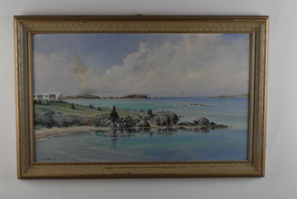 A.W. F. Snow Painting, an oil on Masonite of a Ber