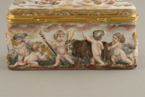 A Capo-di-Monte Lidded Box, mounted in gilt metal - 2