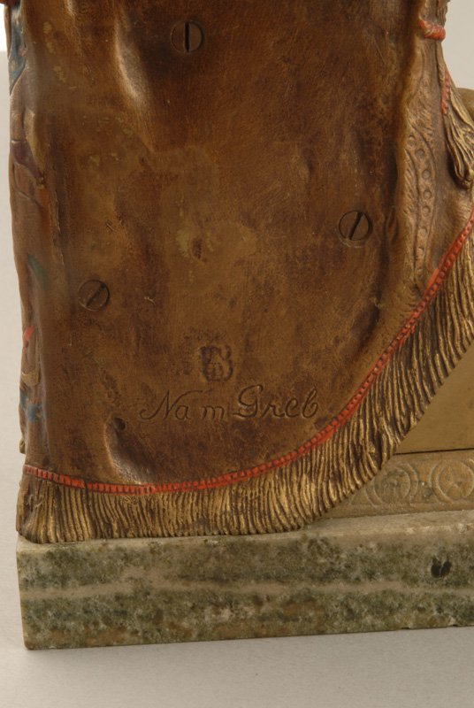 A Vienna Bronze Lamp, of a lady reclining in her h - 2