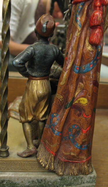 A Vienna Bronze Lamp, of a lady reclining in her h - 6