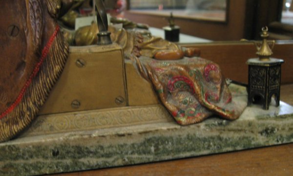 A Vienna Bronze Lamp, of a lady reclining in her h - 8