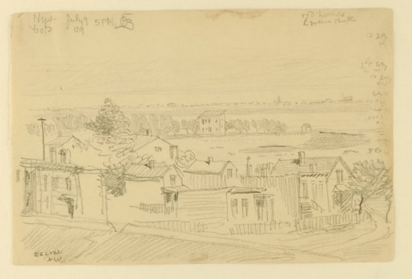 Oscar F. Bluemner (1867-1938) Pencil Drawing "View - 2