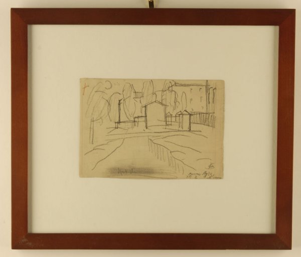 Oscar F. Bluemner (1867-1938) Black Crayon Drawing