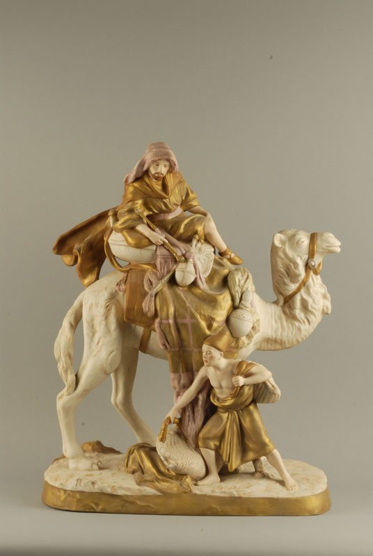A Large Royal Dux Porcelain Figure, of an Arab on 