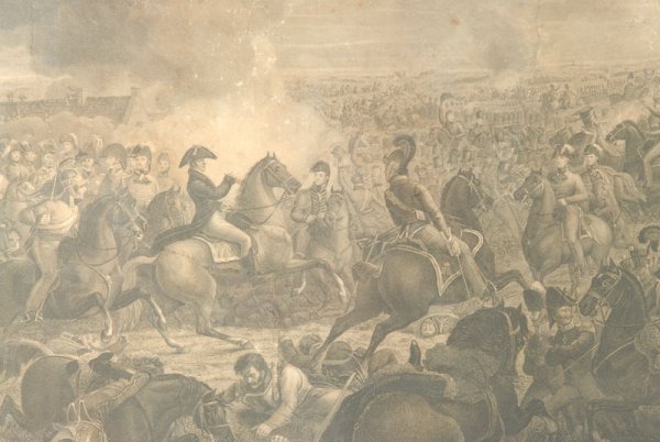 Early Engraving "The Battle of Waterloo", c. 1819,
