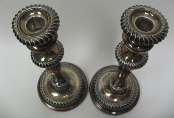 Pr. Sheffield Silverplate Candlesticks 12" H. - 2