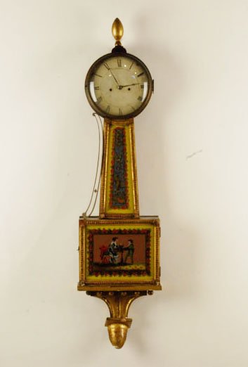 A 19th C Banjo Clock, having a mahogany case, a p