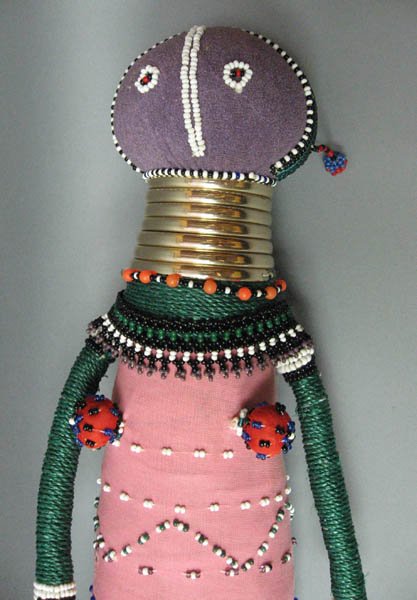 Zulu Tribal Fertility Doll with beads and rings,