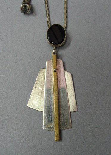 Sterling Necklace with Pendant on Chain Art Deco - 2