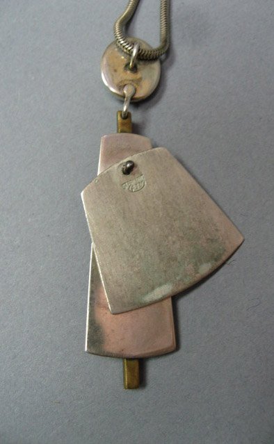 Sterling Necklace with Pendant on Chain Art Deco - 3