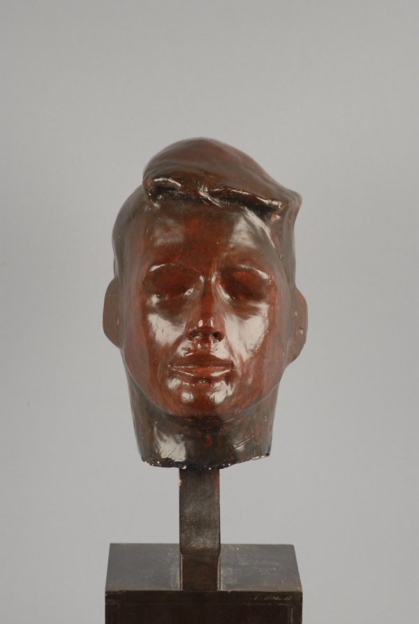 Robert F. Kennedy Plaster Bust w/ red glaze
