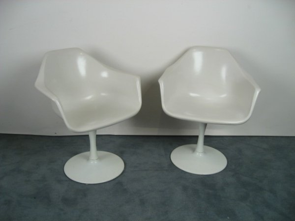 Two Fiberglass Chairs with Metal Bases