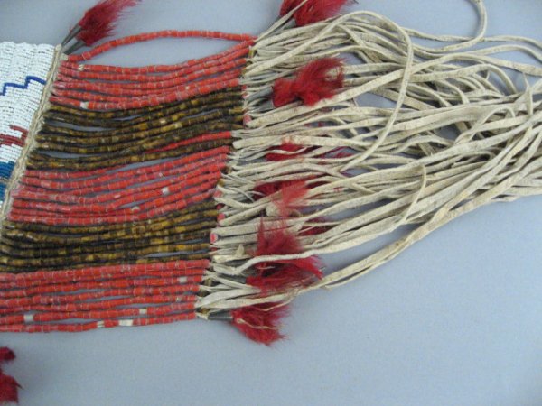 Sioux Tobacco Bag, beaded w/ feathers & leather - 3