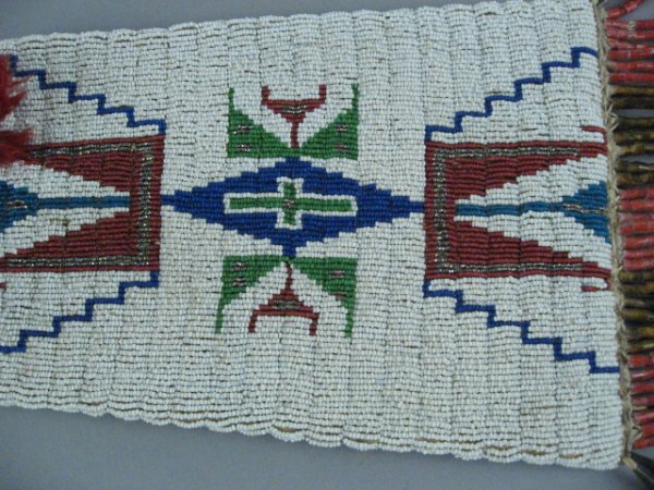 Sioux Tobacco Bag, beaded w/ feathers & leather - 4