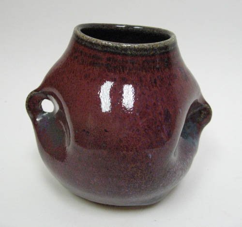 Chiu Leung Red Pot w/ Blue Drips,