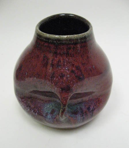 Chiu Leung Red Pot w/ Blue Drips, - 3