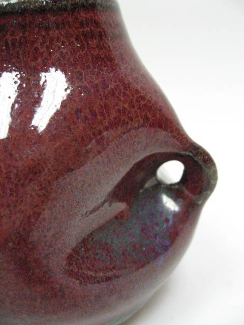 Chiu Leung Red Pot w/ Blue Drips, - 4
