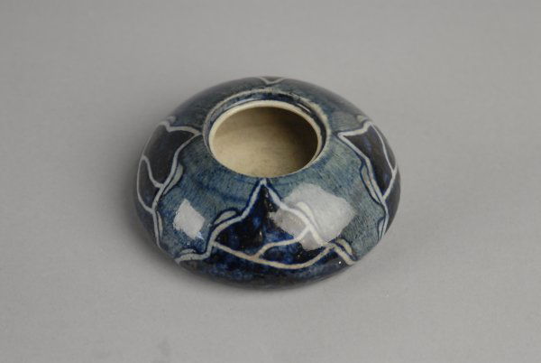 Newcomb College Inkwell: missing top, NC impressed in glaze signed G.A.S . A '38 (1901), Gertrude Roberts Smith (1869-1962), D- 4", H- 1".