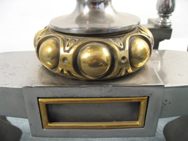 Brass & Polished Steel Fire Dogs, - 4