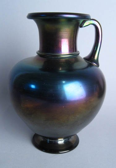 Rare "Bronze" Glass Handled Vase,