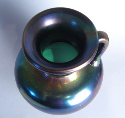 Rare "Bronze" Glass Handled Vase, - 2