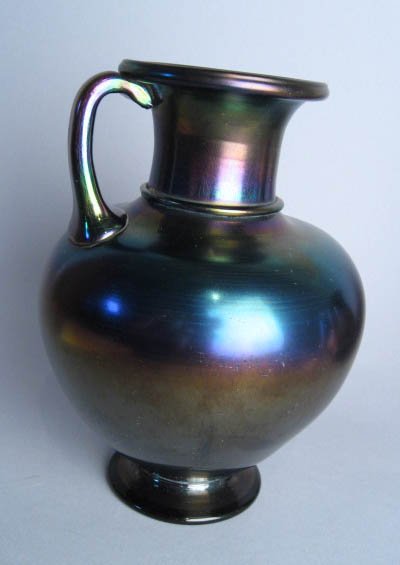 Rare "Bronze" Glass Handled Vase, - 3