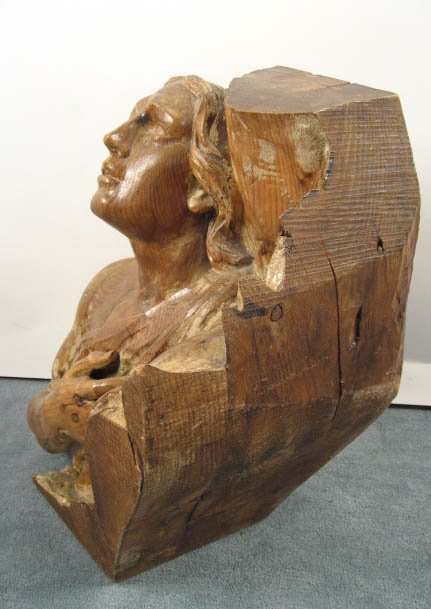 An Early Italian Carved Wood Bust; - 3