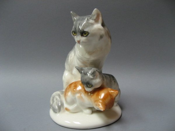 Boehm Figure of Cat and Two Kittens, - 2